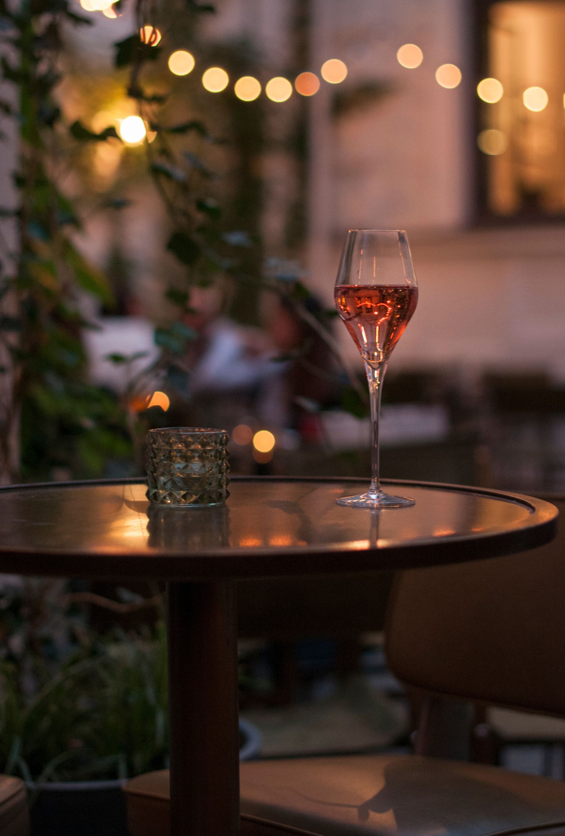 a glass of rose in the pub garden